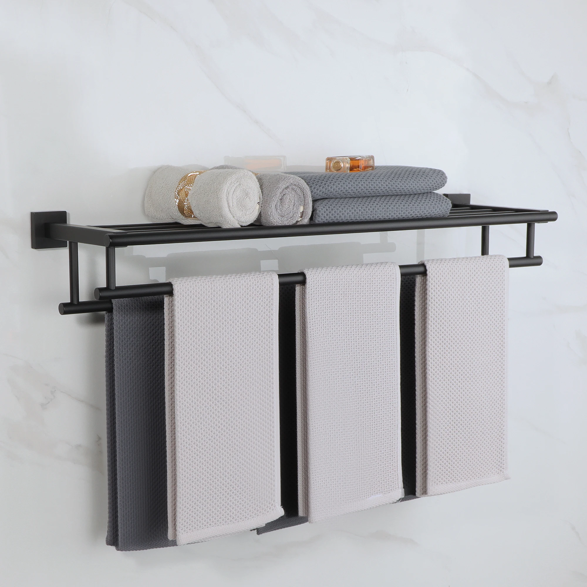 Alise Stainless Steel Bathroom Towel Holder Wall-Mounted Towel Hooks Matte  Black 3M Self-Adhesive Toilet Paper Rack Hardware - AliExpress