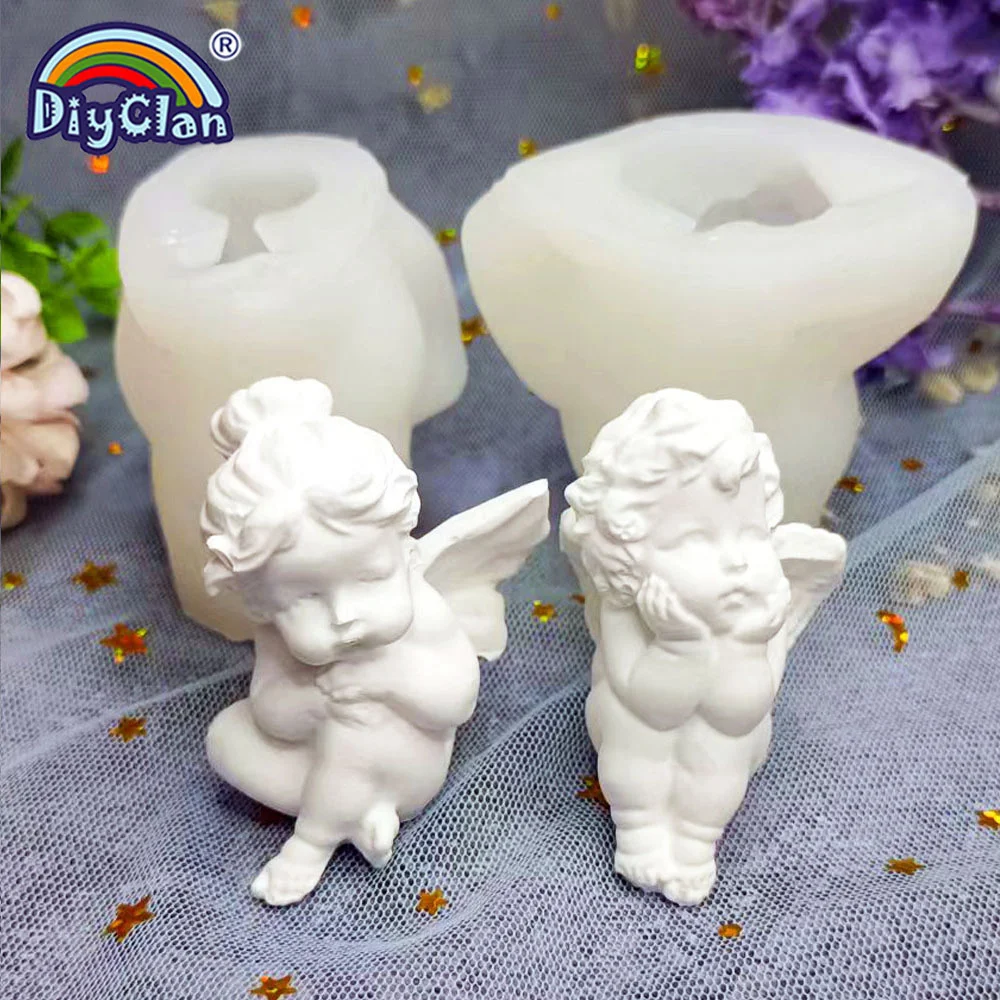 3d niedlichen Engel Kuchen Keks Back gerät Kerzen Form Epoxidharz Aroma therapie Gips Schokolade DIY handgemachte Silikon form – Detail 1