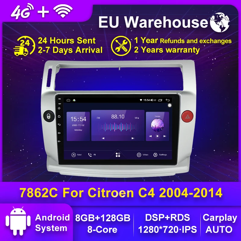NaviFly IPS 1280*720 Android все в одном автомобильный видео плеер Carplay для Citroen C4 2004-2014 GPS