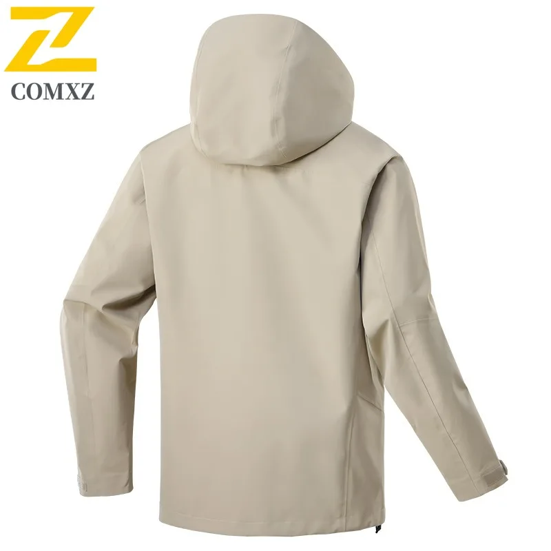 COMXZ Windbreaker Jacket 3-In-1 High Quality Brand Travel Camping Trench Coat Hiking Handsome Scratch Resistant Men's Outerwear