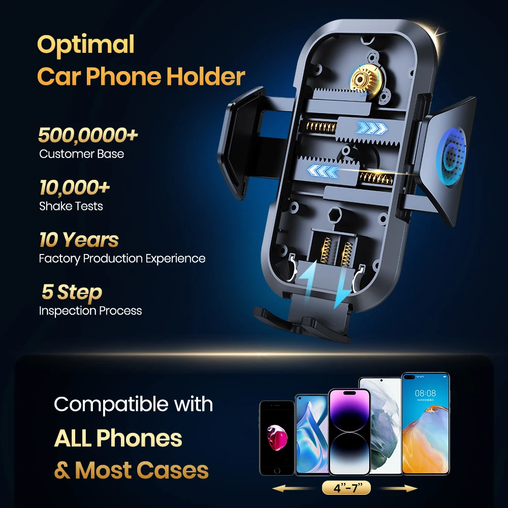 TOPK Car Phone Holder Air Vent Car Mount [Big Phone & Thick Cases] Hands Free Cell Automobile Clamp Cradles for All Phones Car Phone Holder