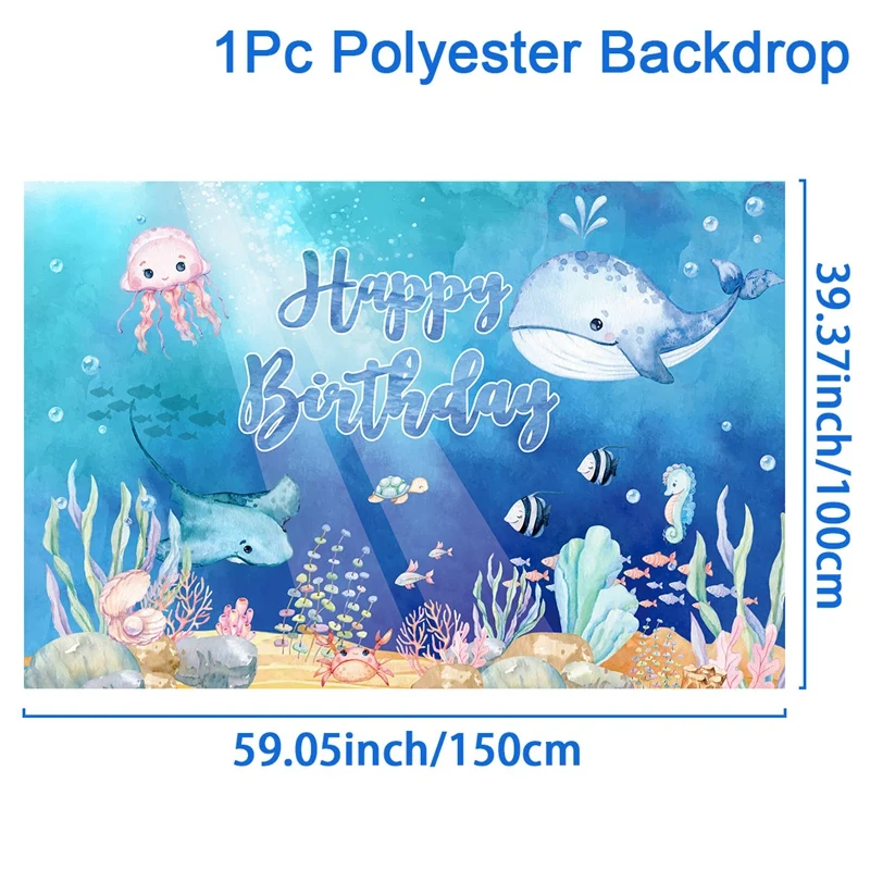 Description Picture 2 of itemUnder The Sea Theme Photography Backdrop Summer Ocean Underwater Background Aquarium Whale Octopus Birthday Party Decoration