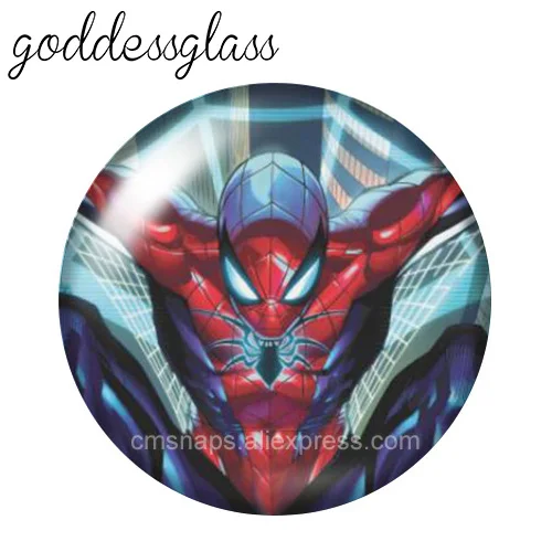 Disney Spider man Avengers Hero 10pcs 12mm/18mm/20mm/25mm Round photo glass cabochon flat back Making findings for bracelets leather bracelet silicone bracelet fashion bracelet stainless steel bracelet fashion jewelry