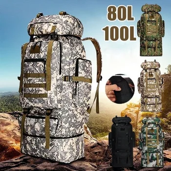 80L/100L Mountaineering Bag Climb Bag Tactical Backpacks Large Backpack Outdoors Hiking Camping Travel Bags 1