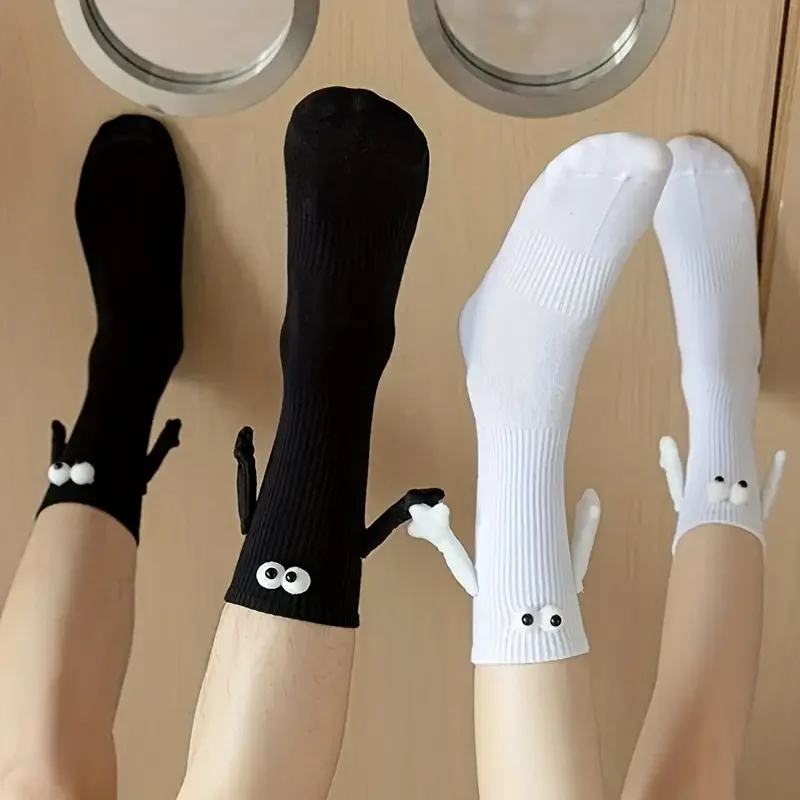 1-5PCS Kids Magnetic Pull Hand Cotton Sock Mid Calf Cute Baby Socks for Boys Girls Christmas Halloween Holiday Casual Daily Wear