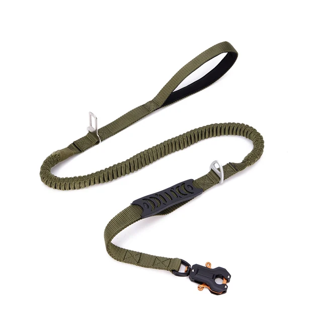 Guinzaglio Tattico Elastico Per Cani - Con Doppia Maniglia, Resistente A 200 Kg, Nero - Foto 5