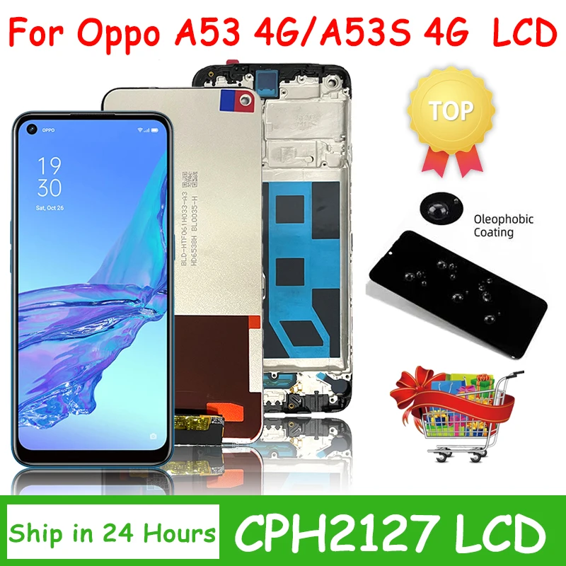 6.5"Inch 90Hz For Oppo A53s 4G CPH2139 LCD Display Touch Screen Digitizer Assembly Replacement For Oppo A53 4G CPH2127 LCD Frame 1