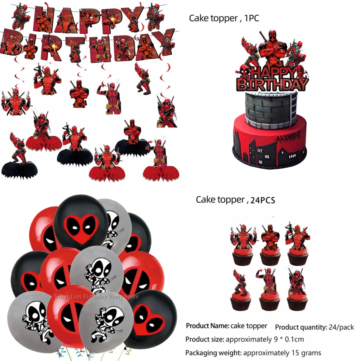 Superhero Deadpool Birthday Party Decor Deadpool Cake Topper Latex Balloon Banner Baby Shower Kids Boys Favors Party Supplies party supplies,birthday party supplies,cake decoration toppers