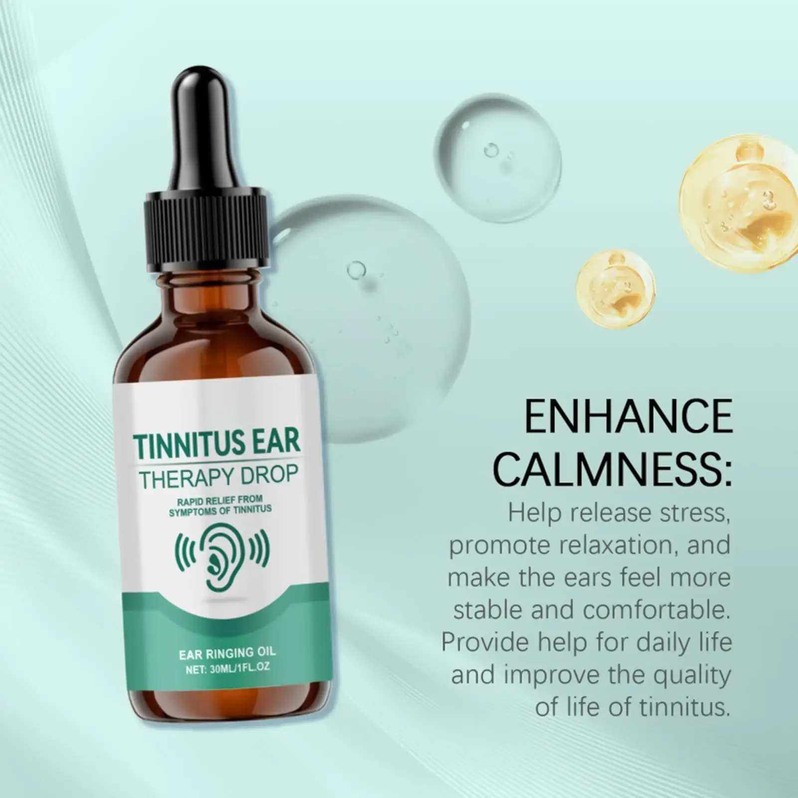 30ML Ear Care Liquid Drops Improve Tinnitus Reduce Hearing Loss Relief Deafness Earache Gentle Ear Ringing Treatments Oils