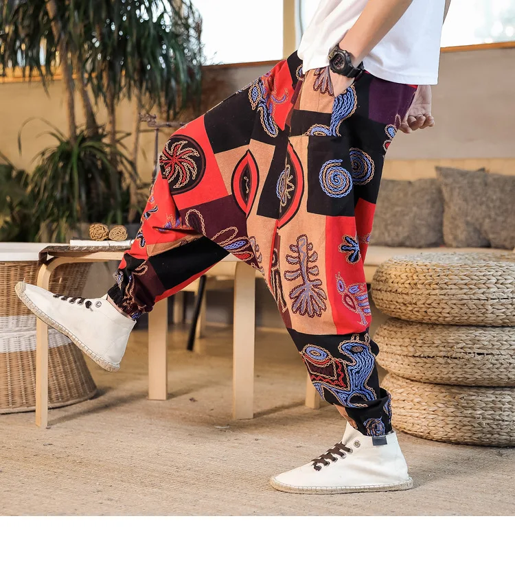 2022 Summer Mens Baggy Cross Pants Men Women Hip-hop Print Wide Leg Pants Male Casual Vintage Long Trousers mens harem joggers