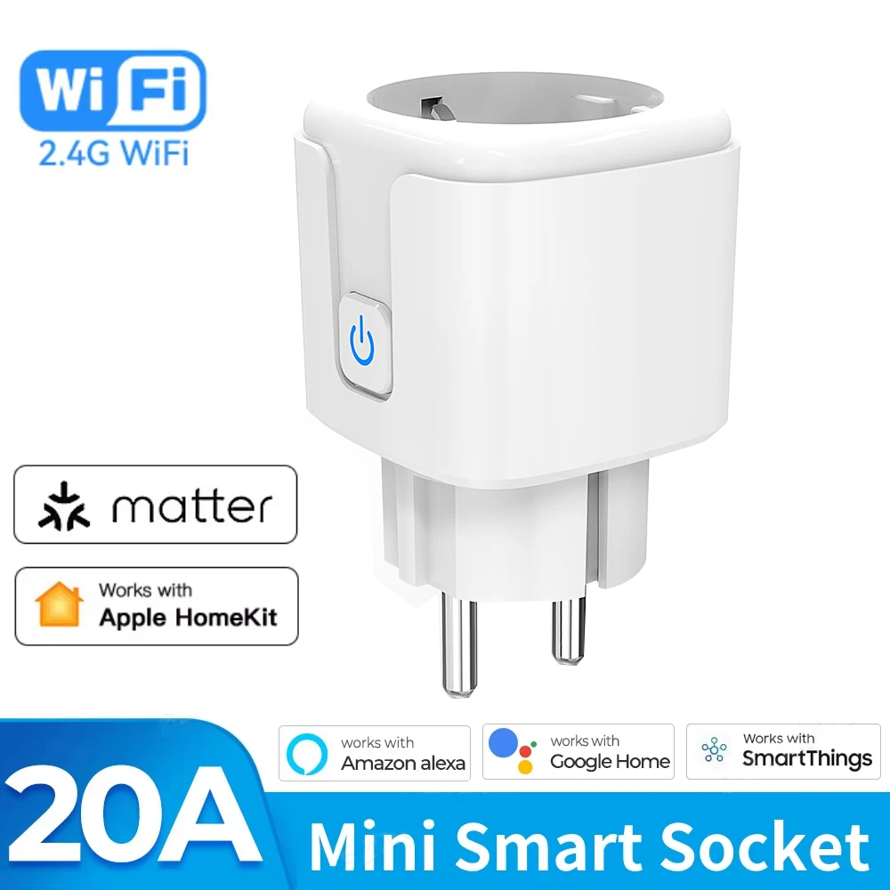 Smart Wi-Fi Socket with Timer and Power Monitoring, Matter-Enabled
