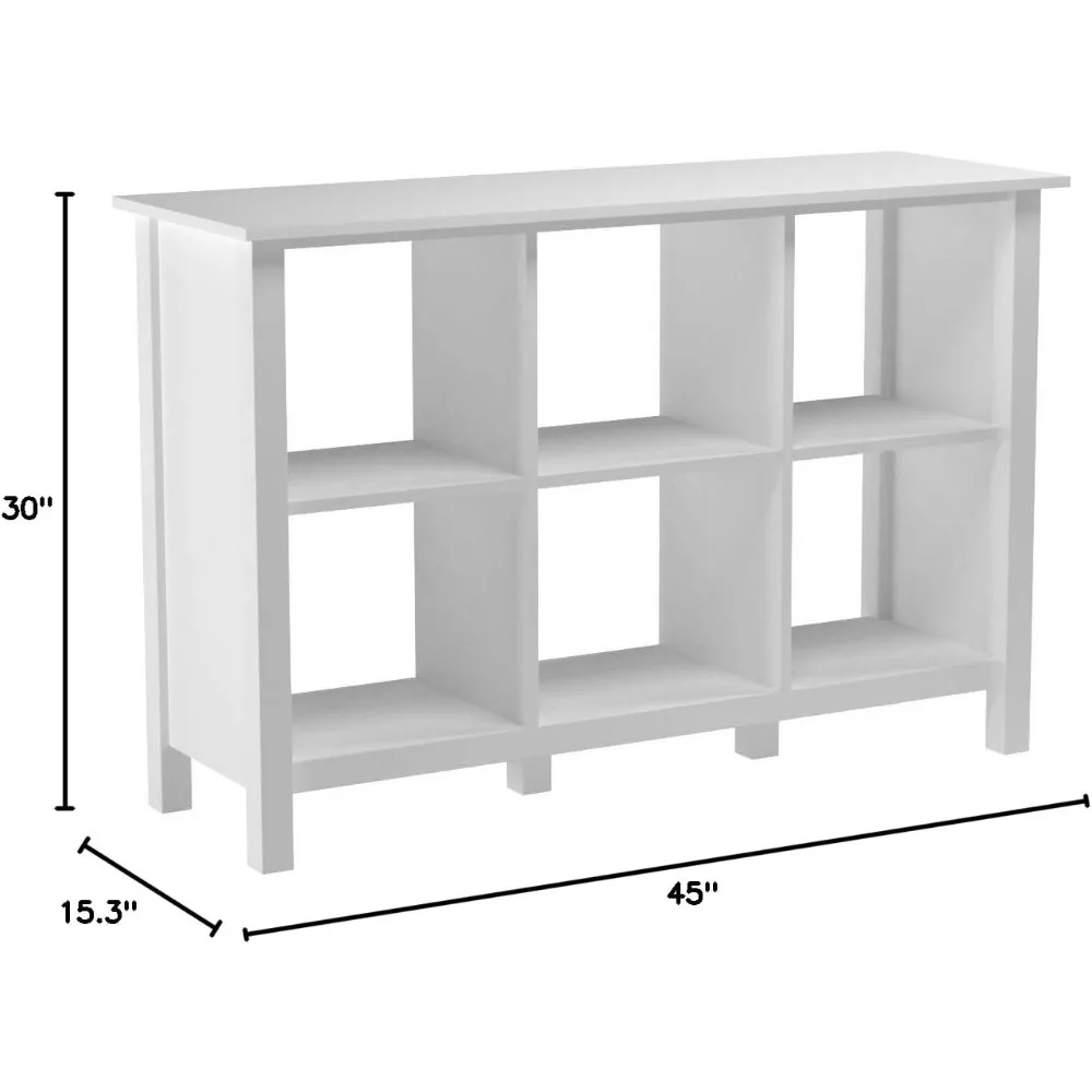 Estantería de almacenamiento de 6 cubos, estante blanco puro