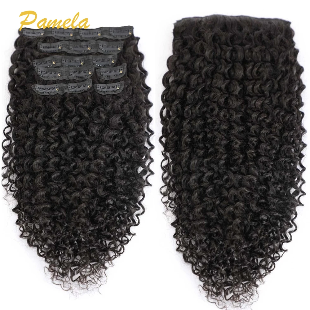 Kinky Curly Clip ins Human Hair 120g 7pcs Curly Clip In Hair Extensions Real Human Hair Brazilian Virgin Hair Full Head for Wome