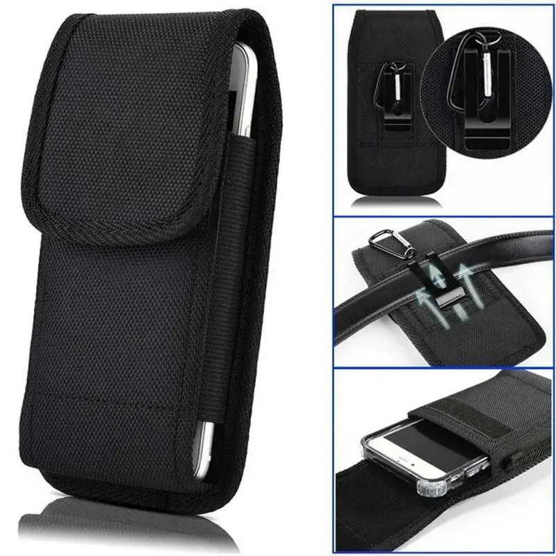 Black Nylon Universal Phone Pouch Belt Clip Case