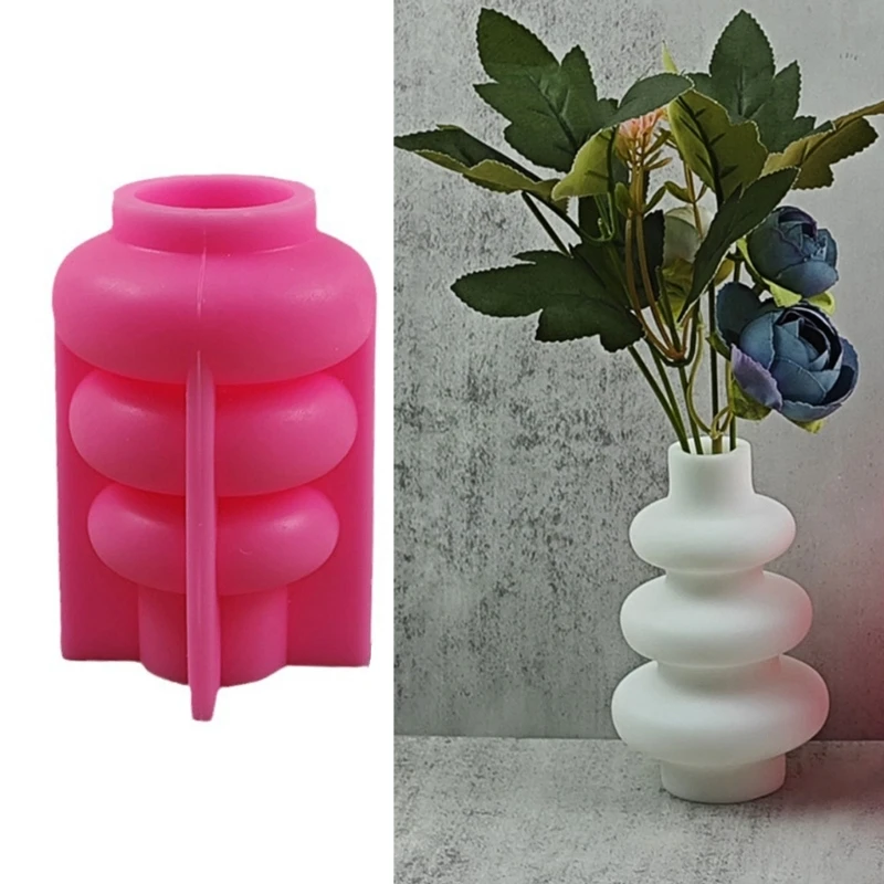 

R3MC Dried Flower Vase Silicone Mold Donuts Ring Gypsum Bottle Resin Mold DIY Decoration Tool Plaster Crafts Making Supplies