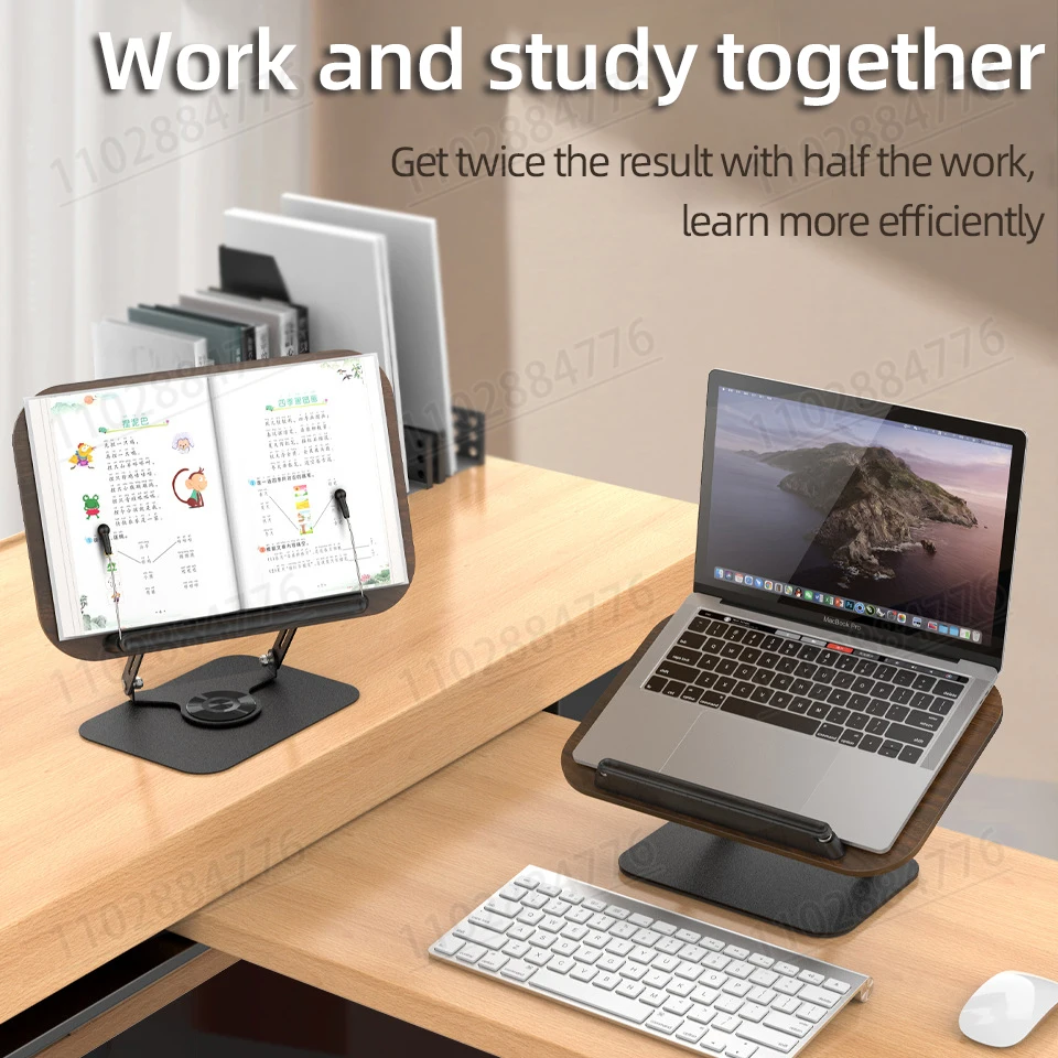 Reading Stand Solid Wood 360 &deg; Rotation Children Students Reading Learning Tools Log Colour Multifunctional Ipad Stand desktop book stand