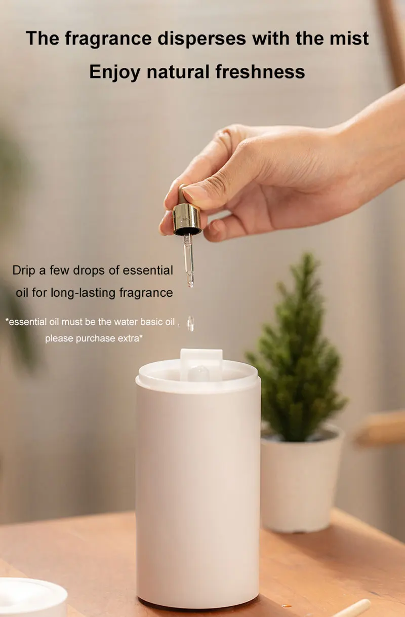 100ml Air Humidifier Water-Based Essential Oil USB Portable Aroma Diffuser Lamp with Color Flame Night Light