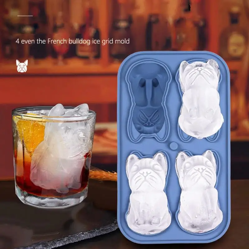 Buy 4 Cavity Bulldog Ice Cube Ice Box Food Grade Mold, Puppy Pet Shaped Ice  Maker Ice Grid Mold Online in India 