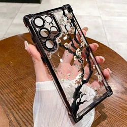 White Cherry Blossom Tree Blooming Pattern Phone Cover - Galaxy S20 FE (Black)
