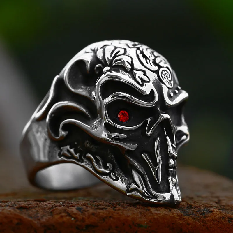Sterling Silver Open Skull Biker Ring - .925 Solid Silver, Choose Your Color, Gothic Punk Jewelry For Men & Women