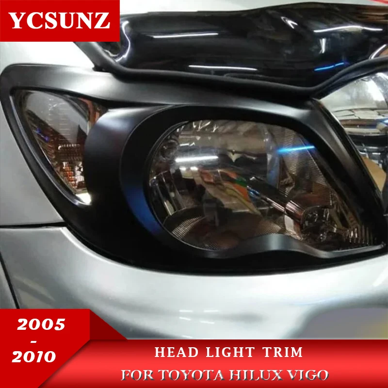CarAccessoriesABSMatteBlackHeadlightCoversForToyotaHiluxVigo