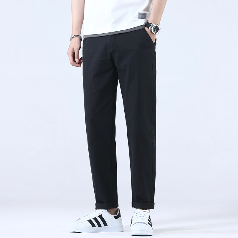 남성용 레저 바지, 순면 신축성 허리, 경량 비즈니스 신축성, 다목적, 2024 용수철/여름