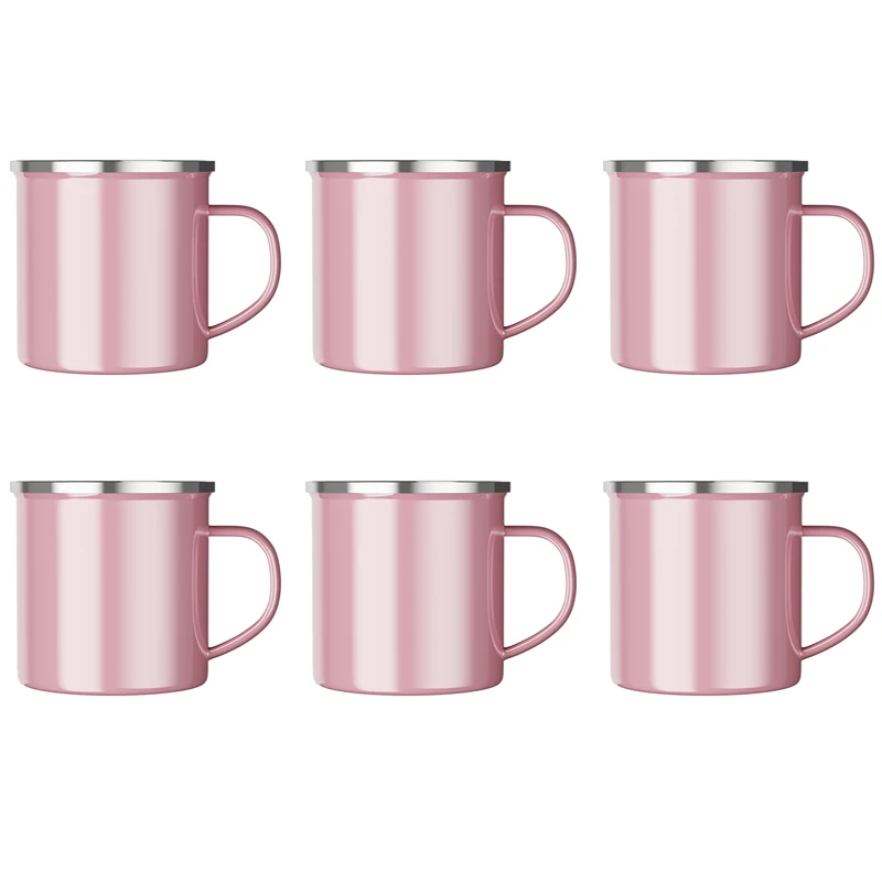 1/4/6 Pcs Enamel Camping Mugs Set,380ml Coffee Camp  Small Enamel Tea Cups for Indoor and Outdoor Activities,Easy to Clean 