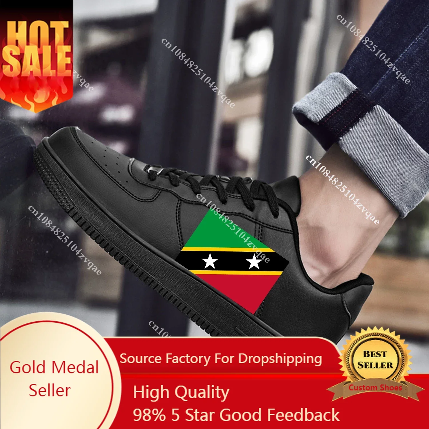 

St Kitts and Nevis Flag AF Basketball Mens Womens Sports Running High Quality Flats Force Sneakers Lace Up Mesh Customized Shoe