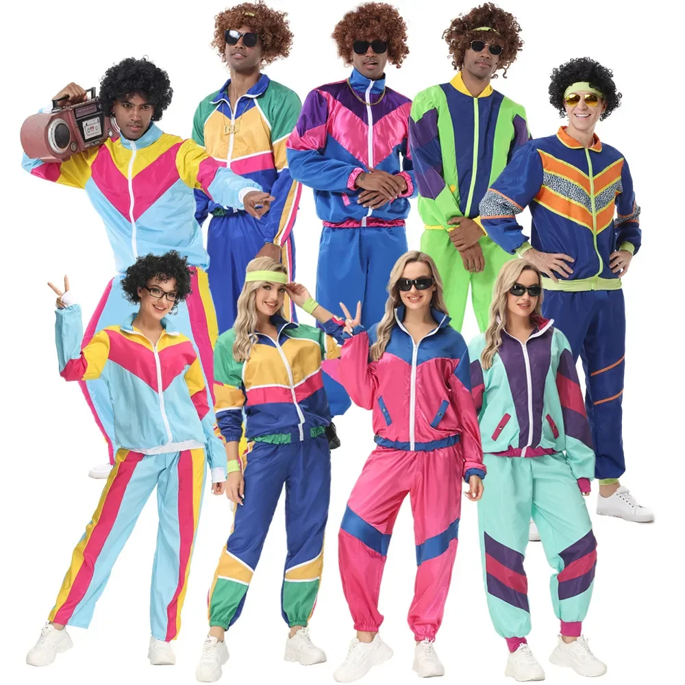 

Couples Retro Hippie Costumes for Men Women Carnival Halloween Party 70s 80s Rock Hip-Hop Disco Clothing Suit Cosplay Outfits