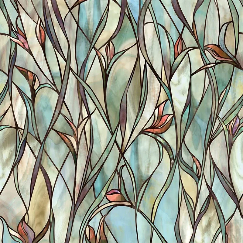 Window Privacy Film Green LeafyPattern Window Film vinyl for Glass Windows