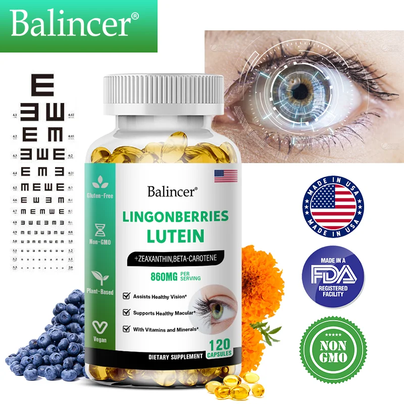 Balincer Lutein Capsule Supplement Supports Eye Health, Helps Relieve Eye Strain, Stress, and Strengthens the Immune System