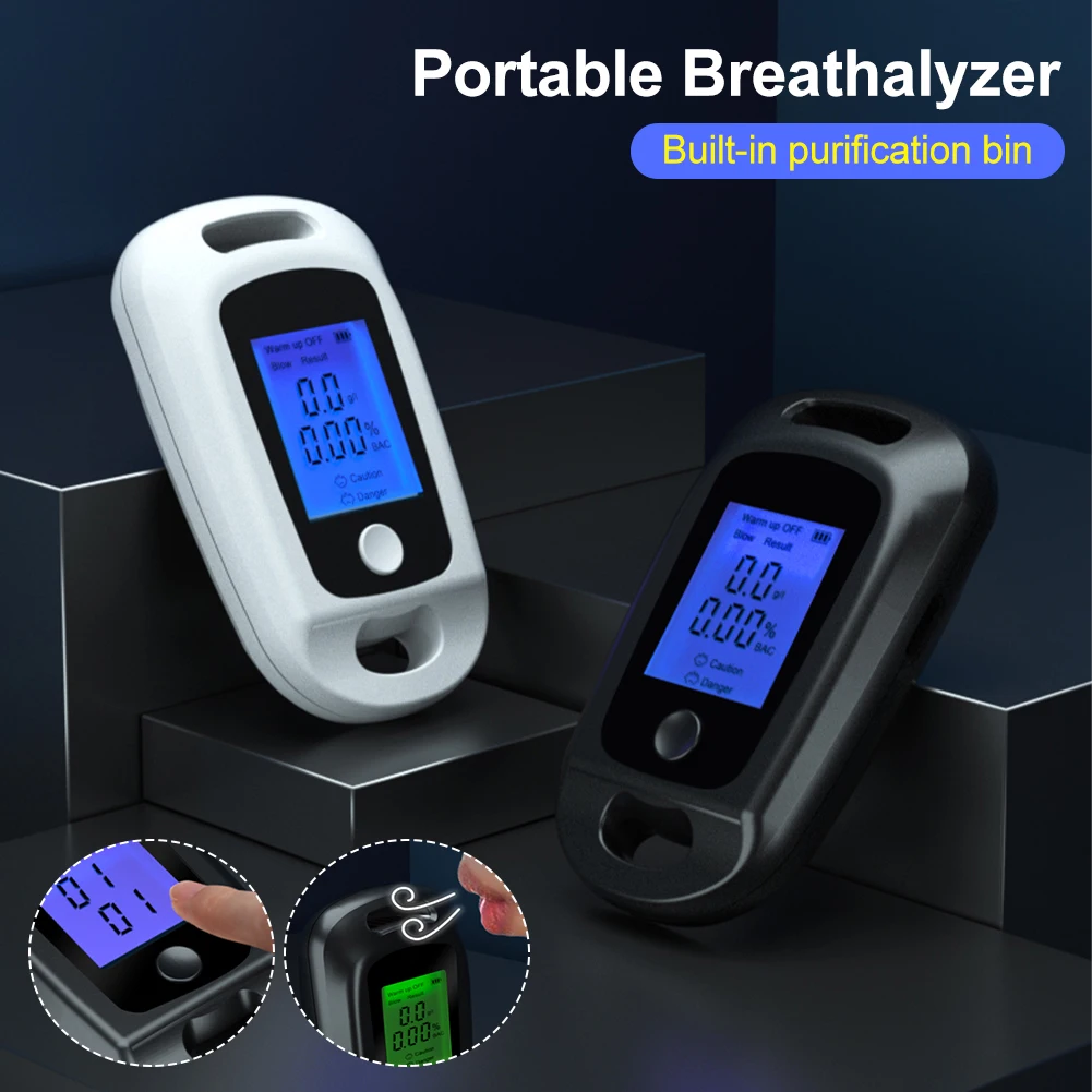 

Portable Breathalyzer USB Rechargeable Alcohol Tester LCD Digital Display with 3 Color Alert Breath Tester Keychain for Car Home