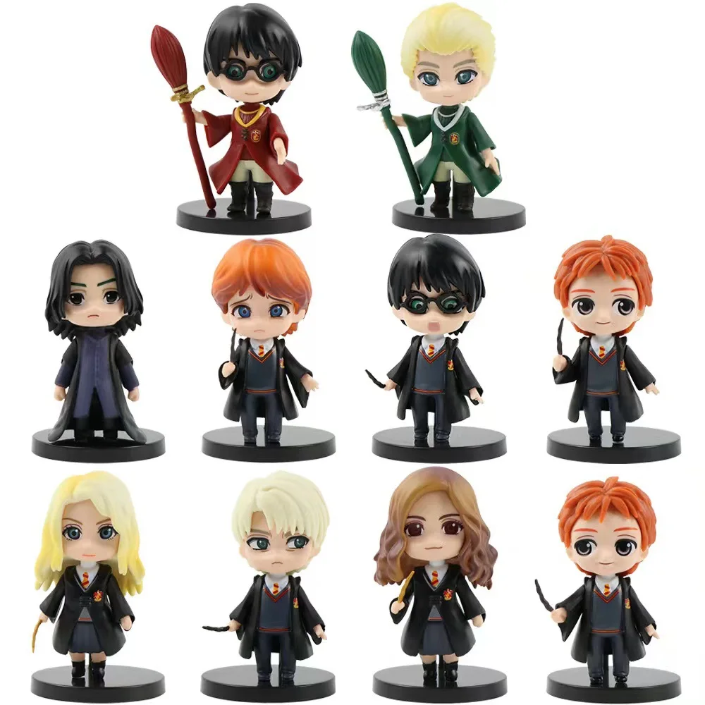 New 10Pcs/Set Harry Potters Figures Anime Q Version PVC Doll Toys Movies Car Cake Decoration Children Birthday Christmas Gift