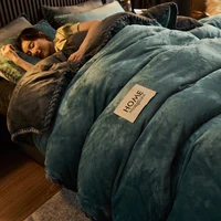 Hiver peluche Couple lit housse de couette couvre-lits pour simple Double reine roi lit Velvect chaud doux nordique Couple lit housse de couette 4