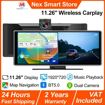 Nuevo Carplay Universal de 11,26 pulgadas, Carplay inalámbrico 4K DVR, pantalla táctil, navegación de mapa con pantalla HD 1920*720, reproductor de cámara Dual para coche 1