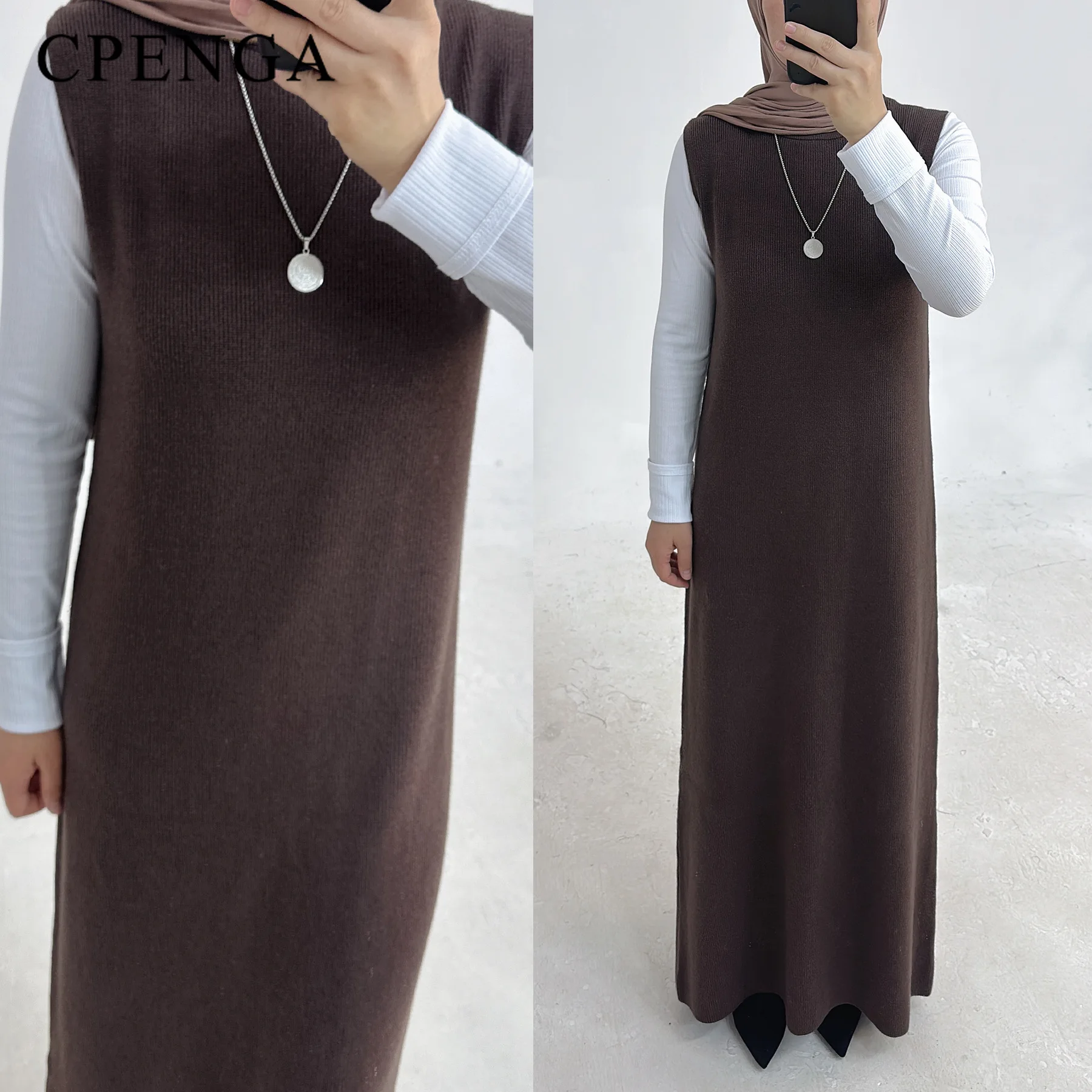 2024 Autumn Winter Dubai Thickened Muslim Modest Cardigan for Women Ramadan Saudi Arabia Church Clothing Islam Turkey Solid Robe 6