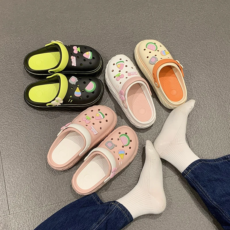 Women's Platform Clogs Kawaii Charms Closed Toe Non Slip EVA Sandals Indoor Outdoor Garden Beach Slides women sandals