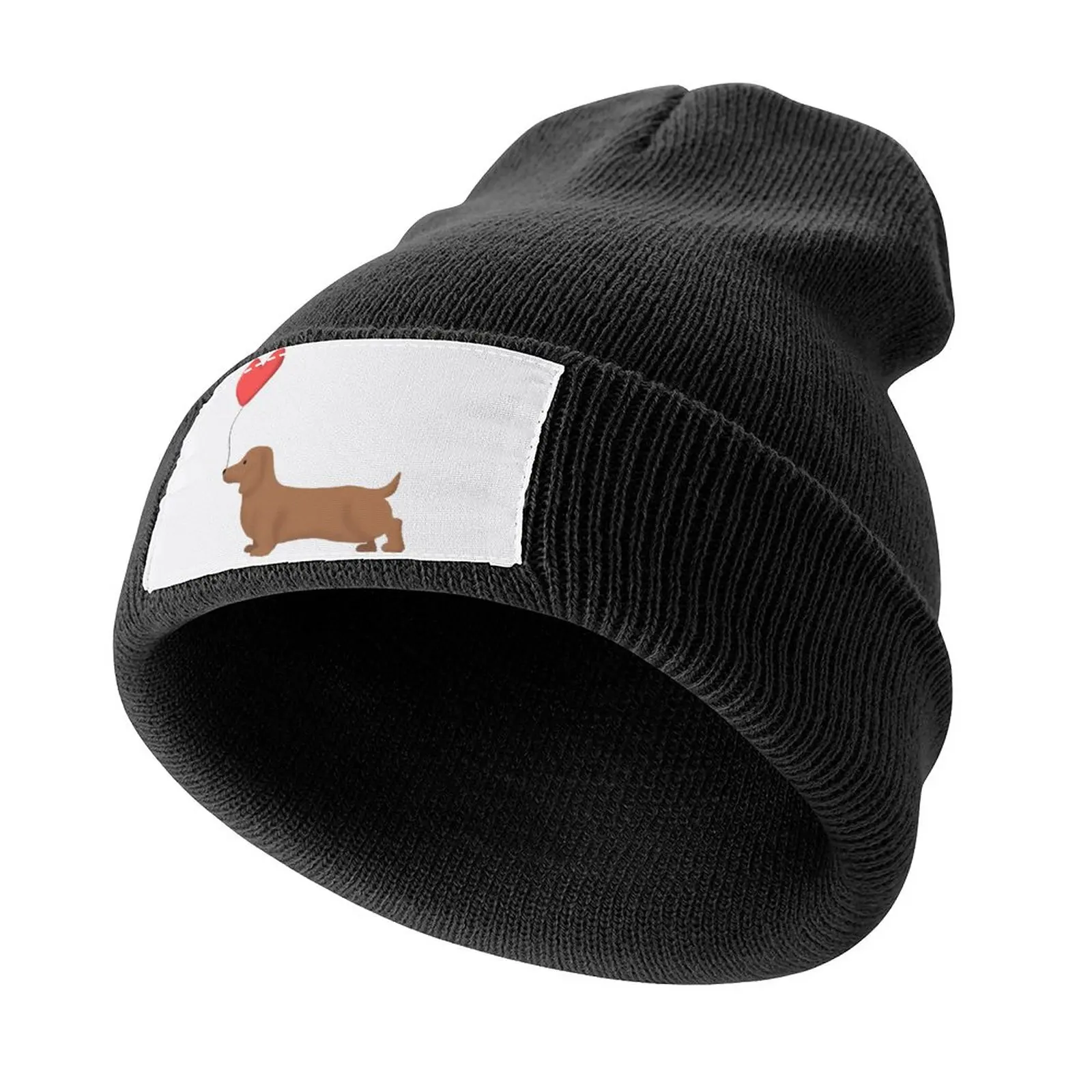 

Sausage Dog Holding a balloon Knitted Hat Thermal Visor Sunscreen cute Wild Ball Hat Women's Hat Men's