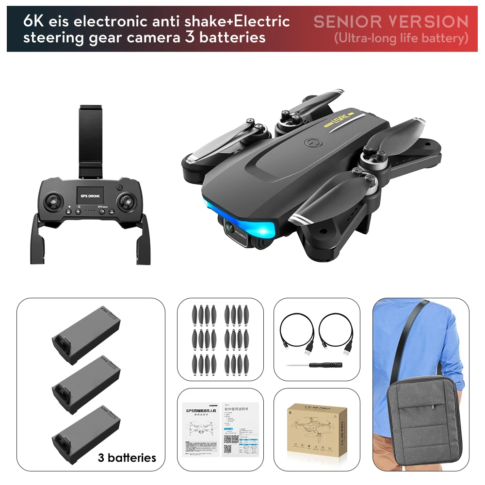 LSRC LS38 Drone Profesional HD 6K Mini Camera RC Quadcopter With 5G WIFI GPS Brushless Motor 4CH Helicopter Dron VS SG906 EX5 3dr solo remote RC Quadcopter