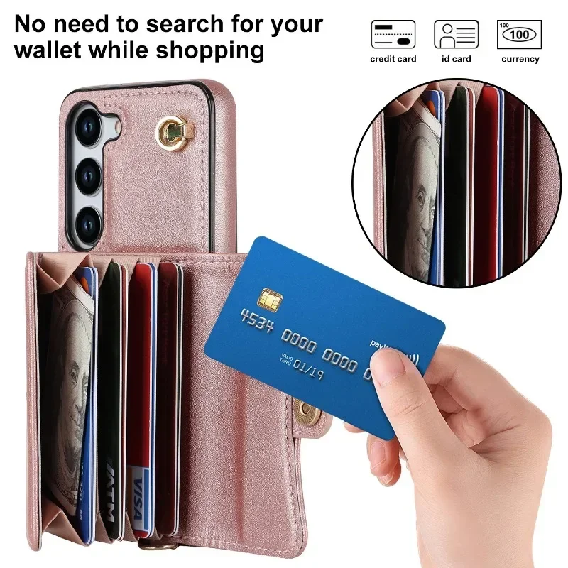 Elegant Wrist Strap Crossbody Phone Case with Wallet Card Holder