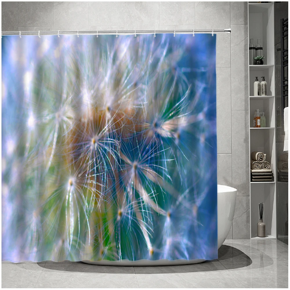 

Tropical Botanical Butterfly Flower Shower Curtain Watercolor Green Floral Nature Scenery Bathroom Decor Bath Curtains with Hook