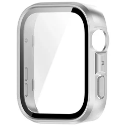 Premium Tempered Glass Screen Protector & Hard PC Bumper Case for huawei fit 4 pro (01 Silver)
