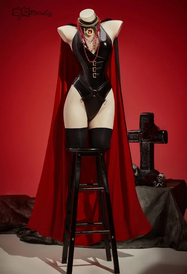 MEOWCOS Body recortado de traje sexy negro gótico de sombra oscura para mujer con capa larga y collar - AliExpress 200000532
