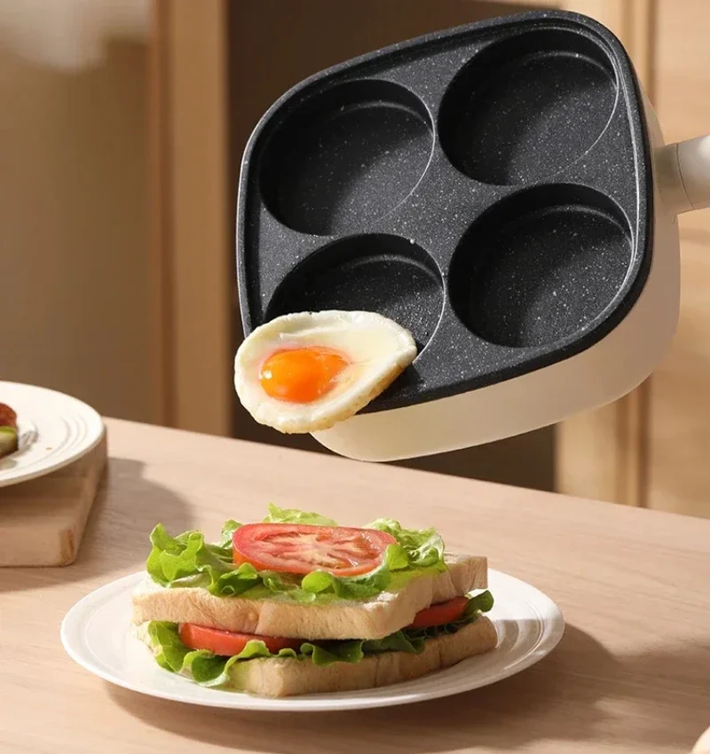 220V Egg Burger Pan Frying Plug-in  Flat Bottomed Machine Commercial  Household Breakfast Pan Four Hole And Three In One Machine 4