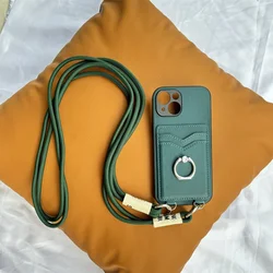 Luxury Shockproof Leather Phone Cover with Stand and Crossbody Strap Lanyard for Xiaomi Poco X7 Pro (Dark green)