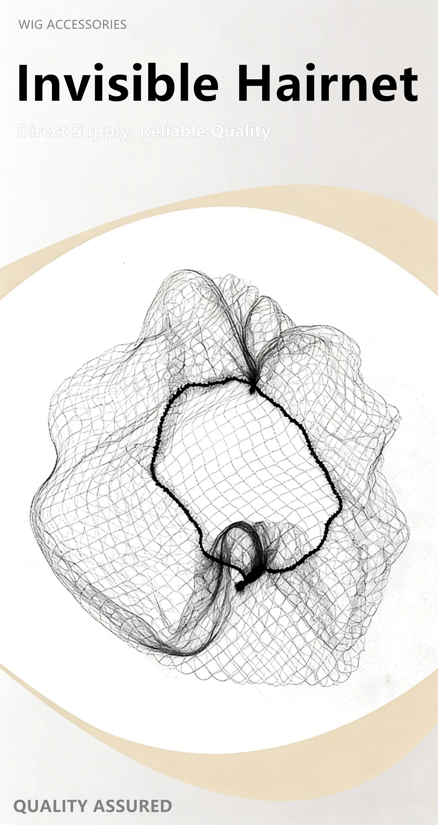 20Pcs Black Invisible Hair Nets Disposable Nylon Hairnet 24-48 Inch Elastic Edge Wig Cap For Food Service Daily Use