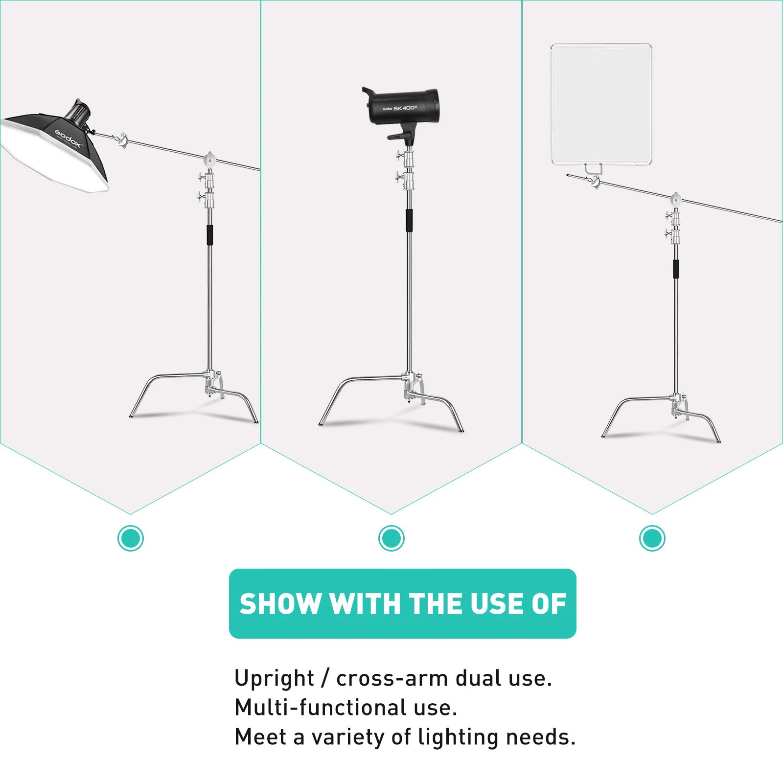 C Stand Stainless Steel Kit Light Stand With Weight Bag Photo Studio Accessories Extension Rod 3.2M Length Arm Cross Boom