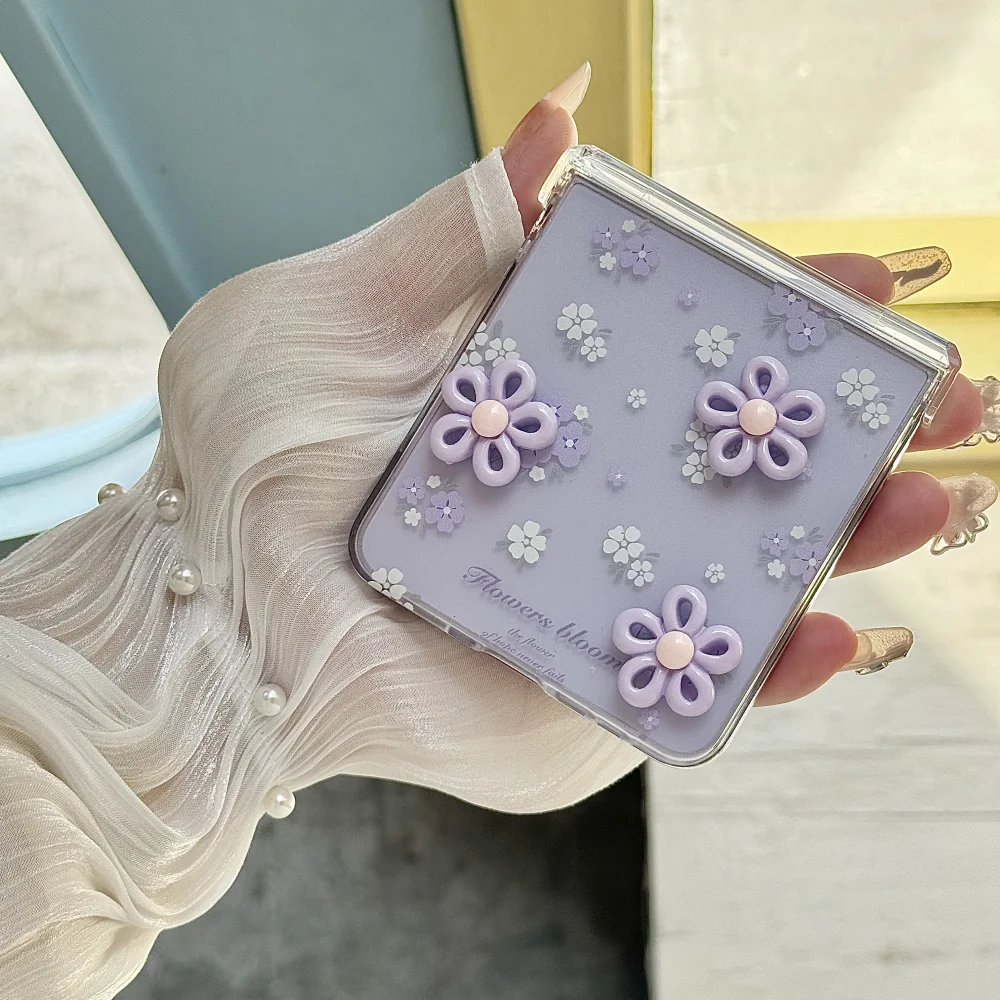 2-in-1 Lovely 3D Rotating Flower Phone Case with Wrist Chain - Shockproof Hinge Protection Cover