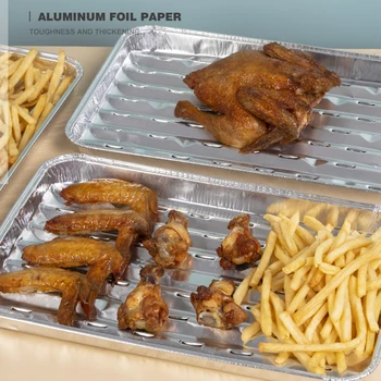 40 pz/set scatola di stagnola usa e getta foglio di alluminio per vassoio per Barbecue all'aperto cottura forno a vapore resistente al calore vassoio di latta per Barbecue 1