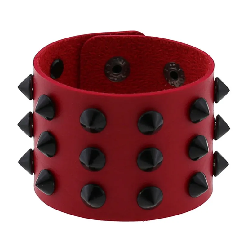 Pulsera de cuero vegano con punta para hombre y mujer, brazalete - Main Image